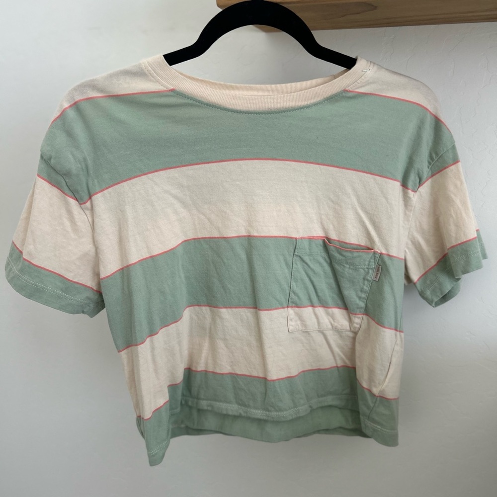 Brixton Green and Cream Striped Crop Top